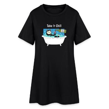 Take It Chill Katzbad - Frauen T-Shirt-Kleid - Schwarz - Vorne