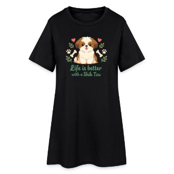 La vie est meilleure avec un chien mignon Shih Tzu - Robe T-shirt Femme - noir - Devant