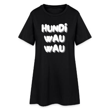 hundi wau wau - Frauen T-Shirt-Kleid - Schwarz - Vorne