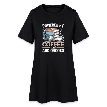 Propulsé par Coffee et Livres Audio, Spruch Hörbücher - Robe T-shirt Femme - noir - Devant