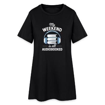 Les amateurs de livres audio : mon week-end est entièrement en livre audio - Robe T-shirt Femme - noir - Devant