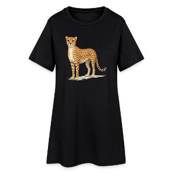 Gepard Cartoon-Illustration - Frauen T-Shirt-Kleid - Schwarz - Vorne