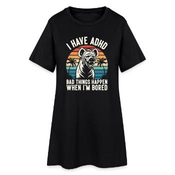 Hyène humoristique TDAH – Quand je m’ennuie eskali - Robe T-shirt Femme - noir - Devant