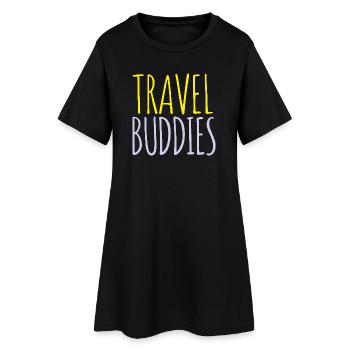 Amis de voyage - Robe T-shirt Femme - noir - Devant