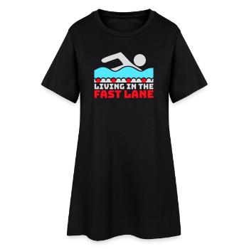 Life In The Fast Lane Float Funny Pool Saying - Women’s T-Shirt Dress - black - Front