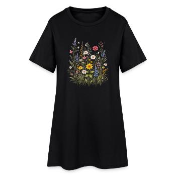 Fleurs sauvages Fleurs Fleurs Jardin botanique naturel - Robe T-shirt Femme - noir - Devant