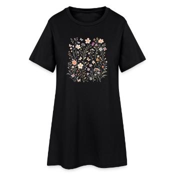Fleurs sauvages Fleurs Fleurs Jardin botanique naturel - Robe T-shirt Femme - noir - Devant