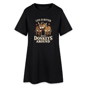 Amant des ânes Âne Animal drôle d’âne - Robe T-shirt Femme - noir - Devant
