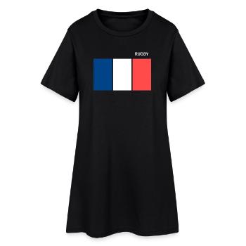 Rugby Drapeau Français - Robe T-shirt Femme - noir - Devant