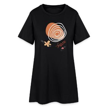 Fleurs et Cercles - Robe T-shirt Femme - noir - Devant