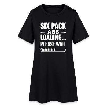 Sixpack Abs lädt... Bitte warten Sie - Frauen T-Shirt-Kleid - Schwarz - Vorne