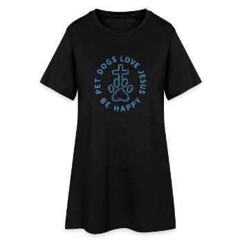 Pet Dogs Love Jesus Be Happy - Frauen T-Shirt-Kleid - Schwarz - Vorne