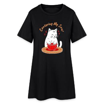 Centering My Soul Cat Zen Cup - Women’s T-Shirt Dress - black - Front