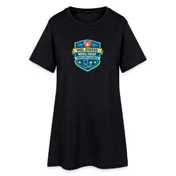 Viel Stress Wenig Pause Lächeln - Frauen T-Shirt-Kleid - Schwarz - Vorne