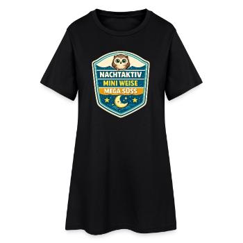 Nachtaktiv Weise Mega Süß - Frauen T-Shirt-Kleid - Schwarz - Vorne