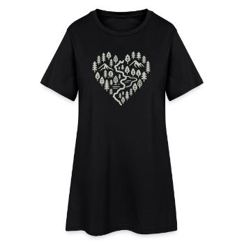 Cœur avec paysages montagneux et forestiers - Robe T-shirt Femme - noir - Devant