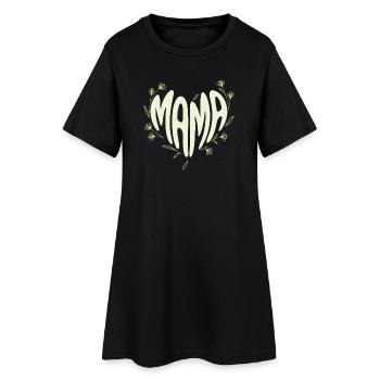 Mama Blütenherz - Frauen T-Shirt-Kleid - Schwarz - Vorne