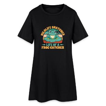 Grenouille attrape-grenouille, Grenouille dragueuse - Robe T-shirt Femme - noir - Devant