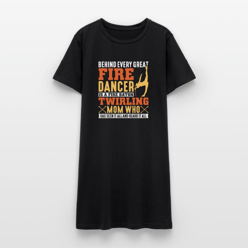 Dancing Vortex Dance School Fire Stick Dancer Women’s T-Shirt Dress