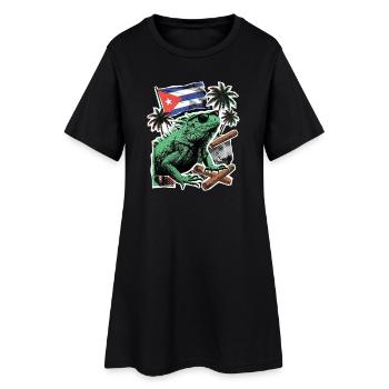 Kuba Chamäleon Palmen - Frauen T-Shirt-Kleid - Schwarz - Vorne
