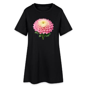 Fleur de chrysanthème rose - Robe T-shirt Femme - noir - Devant