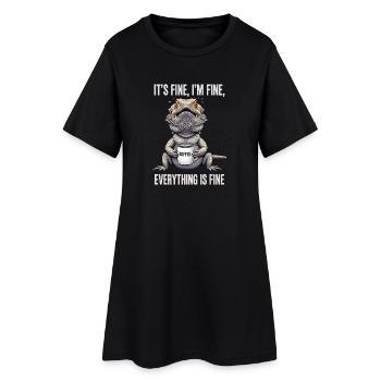 C’est bon, je vais bien café Humour de dragon barbu - Robe T-shirt Femme - noir - Devant