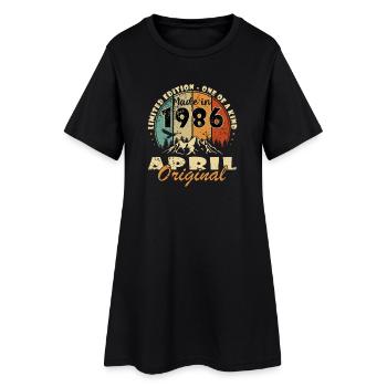 Cadeau d’anniversaire d’avril 1986 - Robe T-shirt Femme - noir - Devant