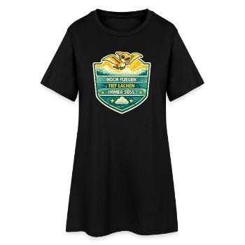 Hoch Fliegen Schild: Tief Lachen Immer Süß - Frauen T-Shirt-Kleid - Schwarz - Vorne