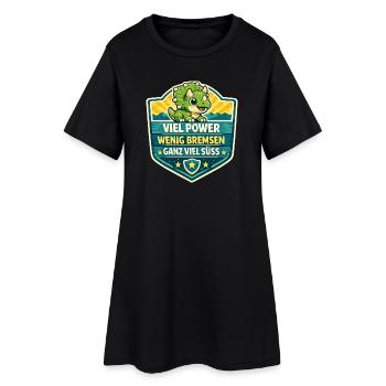 Dino Power Schild Viel Kraft - Frauen T-Shirt-Kleid - Schwarz - Vorne