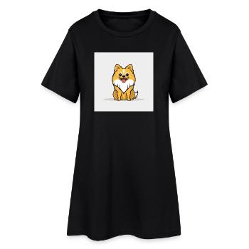 Chien de dessin animé câlin - Robe T-shirt Femme - noir - Devant