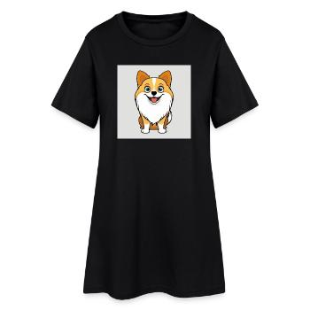 Dog Cartoon - Frauen T-Shirt-Kleid - Schwarz - Vorne