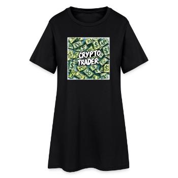 Crypto Trader Geldregen - Frauen T-Shirt-Kleid - Schwarz - Vorne