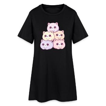 Pastel cats bunch cuddly happy - Women’s T-Shirt Dress - black - Front