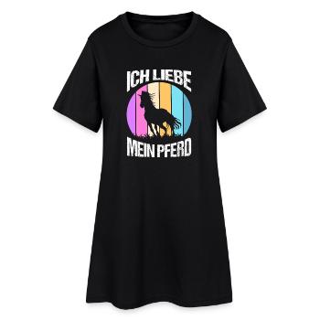 Reiten Pferdeliebhaber Reiterhof Pferde - Frauen T-Shirt-Kleid - Schwarz - Vorne