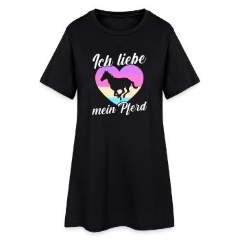 Reiten Pferdeliebhaber Reiterhof Pferde - Frauen T-Shirt-Kleid - Schwarz - Vorne