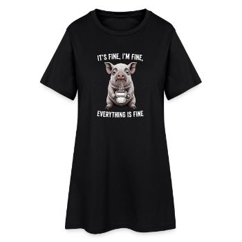 Its Fine Im Fine Coffee Pig Humor - Women’s T-Shirt Dress - black - Front