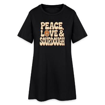 Friedensliebe Sauerteig - Frauen T-Shirt-Kleid - Schwarz - Vorne