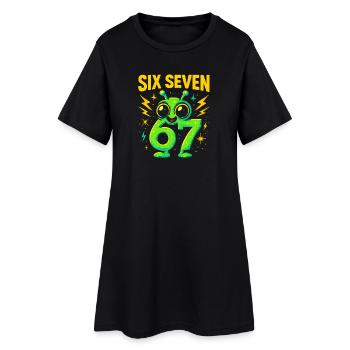 Six Seven 67 Italian Brainrot Alien Humor Funny - Women’s T-Shirt Dress - black - Front