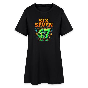 Six Seven 67 Italian Brainrot Alien Humor Funny - Women’s T-Shirt Dress - black - Front