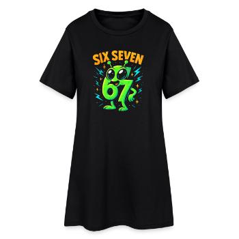 Six Seven 67 Italian Brainrot Alien Humor Funny - Women’s T-Shirt Dress - black - Front