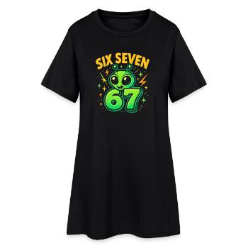 Six Seven 67 Italian Brainrot Alien Humor Funny - Women’s T-Shirt Dress - black - Front