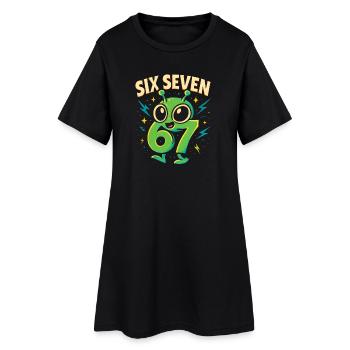 Six Seven 67 Italian Brainrot Alien Humor Funny - Women’s T-Shirt Dress - black - Front