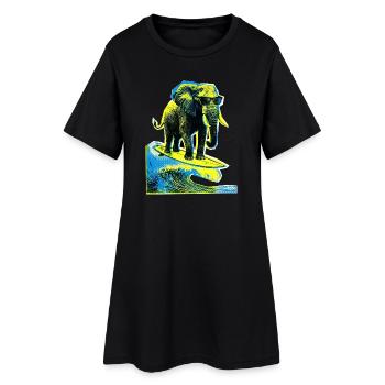 Elephant Surfer - Women’s T-Shirt Dress - black - Front