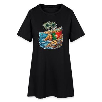 Portugal Küste Flagge - Frauen T-Shirt-Kleid - Schwarz - Vorne
