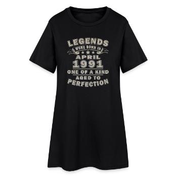 Vintage April 1991 Birthday Gift - Women’s T-Shirt Dress - black - Front