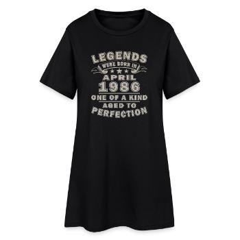 Cadeau d’anniversaire d’avril 1986 - Robe T-shirt Femme - noir - Devant