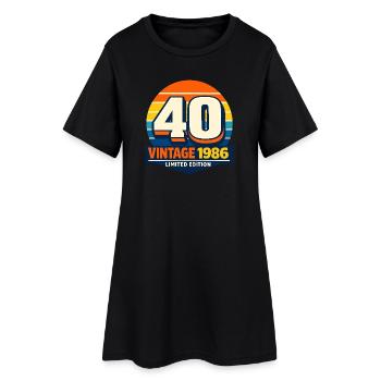 40 Vintage 1986 Limitierte Edition - Frauen T-Shirt-Kleid - Schwarz - Vorne