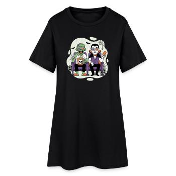 Vampir und Zombie Kinoabend - Frauen T-Shirt-Kleid - Schwarz - Vorne