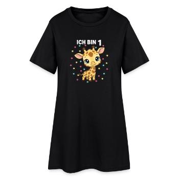 Ich bin 1 - Süßes Giraffe zum 1. Geburtstag - Frauen T-Shirt-Kleid - Schwarz - Vorne