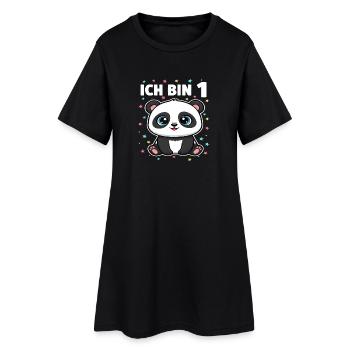 Ich bin 1 - Süßes Panda zum 1. Geburtstag - Frauen T-Shirt-Kleid - Schwarz - Vorne
